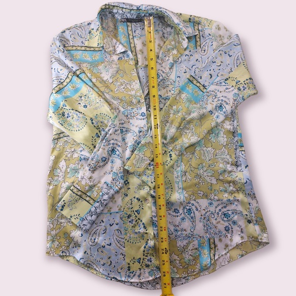 Zara Satin Patchwork Paisley Button Shirt - Picture 5 of 9